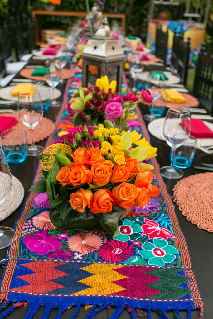 Colorful destination wedding reception at Rosewood Mayakoba in Riviera Maya, Mexico